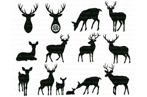 Ready in ai, svg, eps or psd. Deers SVG, Mama and Baby Deer, Deer monogram svg. By ...