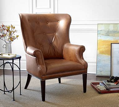 From furniture to home decor, we have everything you need to create a stylish space for your family and friends. Hatton Tufted Wingback Leather Chair #potterybarn ...