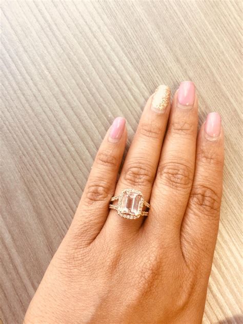 Bel dia 18k rose gold morganite diamond eternity engagement ring: 3.94 Carat Morganite Diamond Rose Gold Engagement Ring at ...