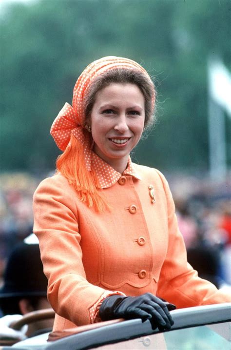 Princess anne was born on august 15, 1950, and at the time of her birth, she was second in line to the throne, behind her older brother prince charles. Princess Anne wore a tangerine polka dot scarf/hat combo at a charity | The Best Hats Worn by ...