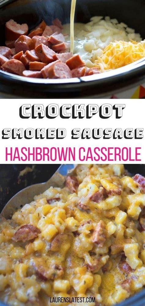 Add 2 of the three cups of shredded cheese, sour cream, cream of mushroom soup, and the salt and pepper to the hashbrowns. Smoked Sausage and Hash Brown Casserole | Recipe in 2020 ...