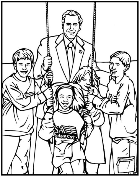 Fun coloring pages, color posters, worksheets, and handwriting practice. George W Bush Coloring Page | Purple Kitty