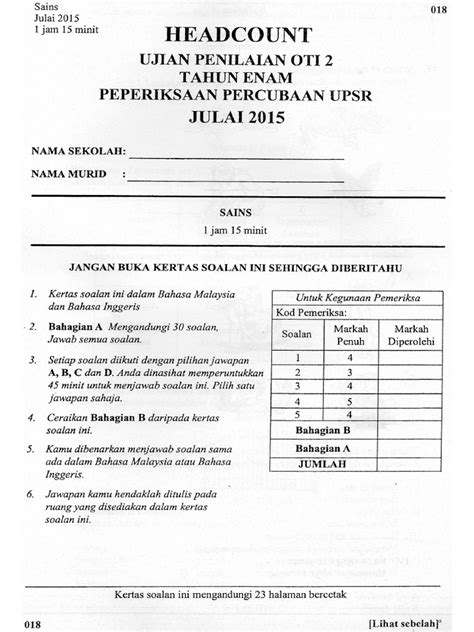 Merangkumi semua sekolah rendah di bawah kpm; Ujian Percubaan UPSR 2015 - Selangor - Sains.pdf