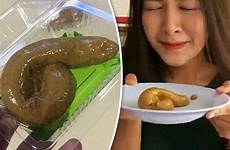 looks pudding poo poop woman eat disgusted crazy dessert thailand human toilet her disgusting but lady poopy snack take weird