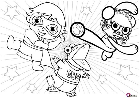 The coloring page that they color is based on red titan vs dark titan from ryan's toysreview on youtube. ryans-world-printable-coloring-page - BubaKids.com