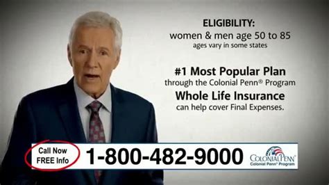 You may have seen their commercial on tv with alex trebek. Colonial Penn Life Insurance Commercial ~ news word