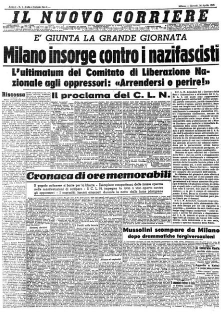 I partigiani in tute blu: Le prime pagine sul 25 aprile 1945 - Il Post