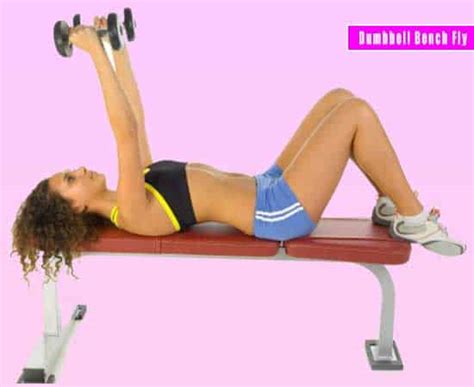 The athlete lies on a weightlifting bench while holding a barbell above her, in line with her nipples. How to Perform Exercise to Lift Sagging Breast at Home
