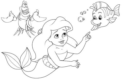 His creativity will make this picture even brighter and beautiful. the little mermaid Flounder and sebastian coloring page