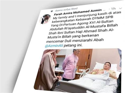 Dato 'seri mohamed azmin bin ali, mohamed azmin ali. Agong berkenan ziarah Azmin di hospital