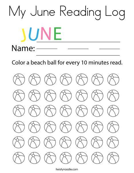 Primarygames is the fun place to learn and play! My June Reading Log Coloring Page - Twisty Noodle ...