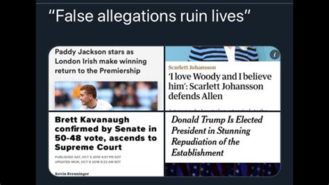 Despite that, however, workers who have been wrongfully terminated because of false accusations have won lawsuits, so companies. Twitter feminist tries to mock men's fears about false ...