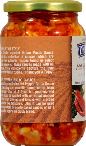 Ingredients chili, salt, garlic, distilled vinegar, potassium sorbate and sodium bisulfite as preservatives, xanthan gum. Kroger - DeLallo Hot Pepper Garlic Pasta Sauce, 12.3 Oz