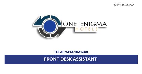 Jawatan kosong flamingo hotel malaysia 25 april 2021. Jawatan Kosong Terkini Front Desk Assistant Di One Enigma ...