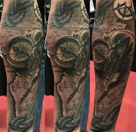 Leeres zifferblatt ausdrucken und die zeiger selbst einzeichnen. Tattoo Arm Compass | Karten tattoos, Landkarte tattoo und ...