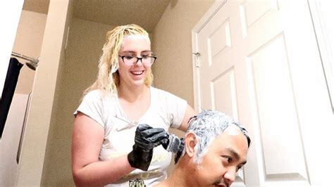 I had my hair bleached blonde at the hairdressers a while ago and i wanted to go back to brown so i read up on it and decided to do this. Bleaching and dying my husband and I's hair - YouTube