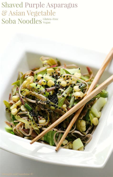 Green asparagus has a more intense nutty flavor than the white or purple asparagus. Shaved Purple Asparagus & Asian Vegetable Soba Noodles