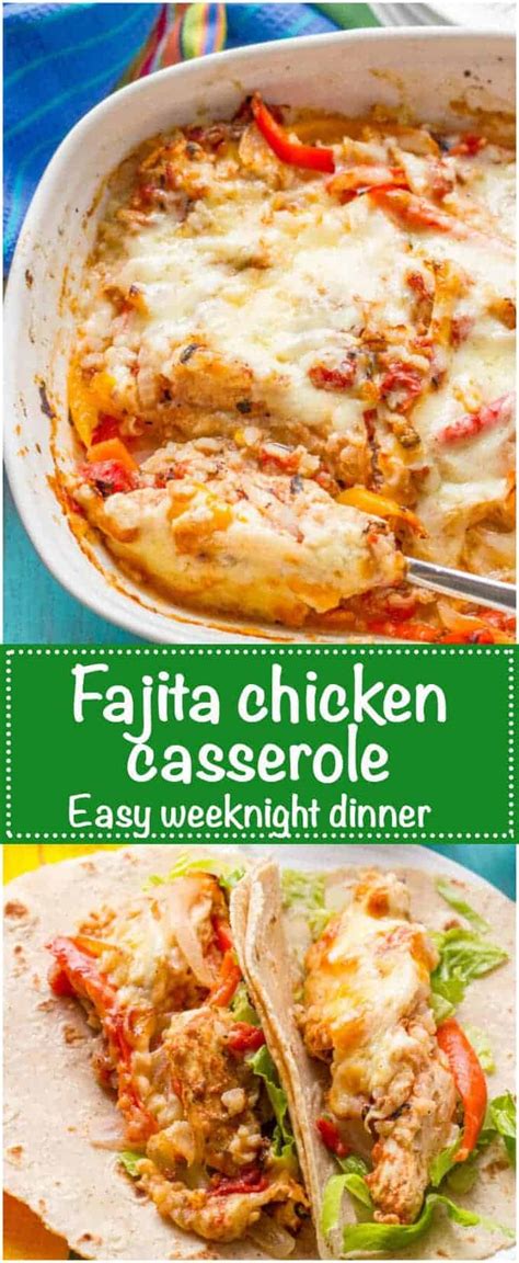 Easy chicken fajita rice and veggie bake. Healthy chicken fajita casserole - Family Food on the Table