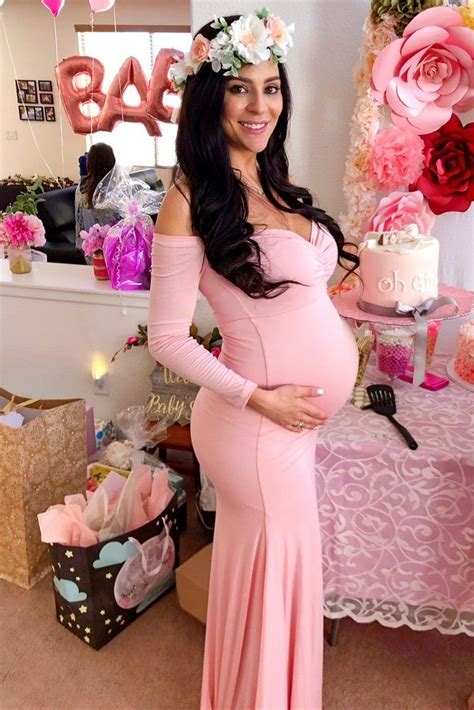 Umera zakiahmed reviewed by dr. Ruched Long-Sleeve Off the Shoulder Gown | Pink baby shower dress, Maternity dresses for baby ...