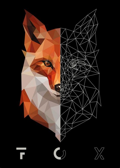 800x800 g116 wolf wall decal geometric animal wolf art wall sticker 3d. 'polygonal foxy abstract' Poster by wahyu rizaldy ...