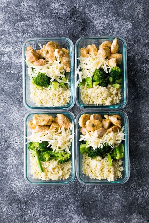 Low carb chicken meal prep bowls are full of protein and fresh veggies. Low Carb Cheesy Chicken and Rice Meal Prep | Sweet Peas ...