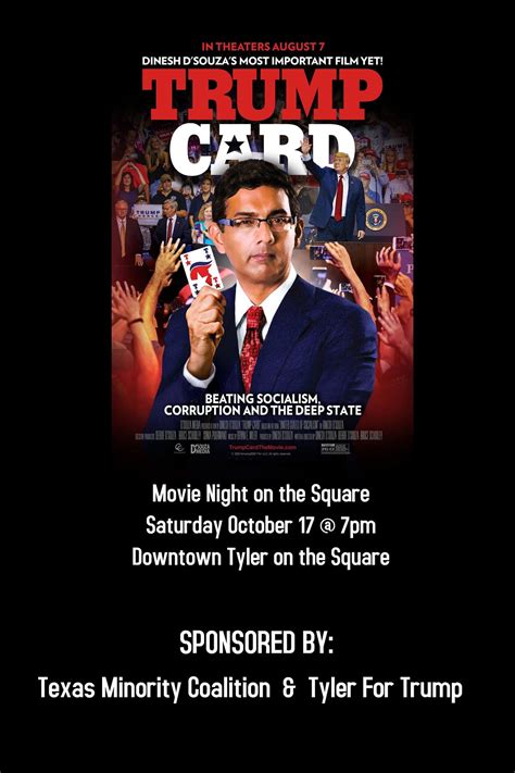 More recently, some are seeking out documentaries that may help inform them ahead of the 2020 united states presidential election on tuesday, november 3rd 2020. Movie Night Dinesh D'Souza - Trump Card, Downtown on the ...