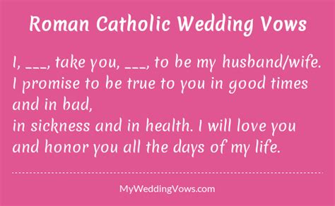 The saint not only blew the before applying this to the upcoming synod, i want to consider an important question of catholic morality: Roman Catholic Wedding Vows | Wedding vows to husband ...