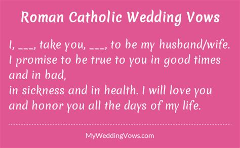 How to have a true traditional catholic marriage. Roman Catholic Wedding Vows | Wedding vows to husband ...