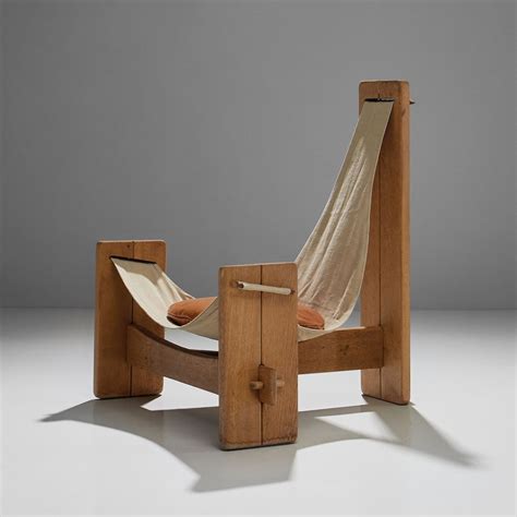 Coloured ash, natural ash and lacquered ash. Three Legged Oak Sling Chair in Oak, ca 1960 - 1970s | #115559