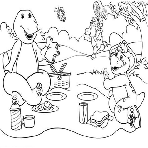 Mickey and minnie mouse is going to picnic coloring page. Barney And Friends Picnic Day Coloring Page: Barney and ...