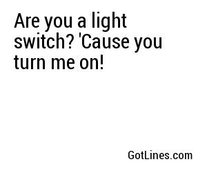 Phrases switch on switch on the air conditioning: Are you a light switch? 'Cause you turn me on!