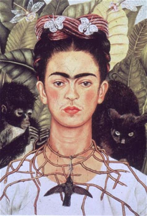 Self portrait of frida kahlo titled 'self portrait with monkey' cross stitch pattern. Frida Kahlo