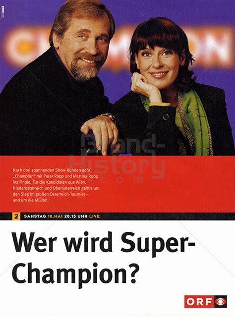 Rupp ag (unternehmen), ein österreichisches. ORF - Wer wird Super-Champion? (Sujet "Peter Rapp, Martina ...