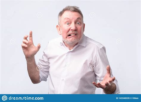 Angry Senior European Man Who Threaten You. Stock Image - Image of ...