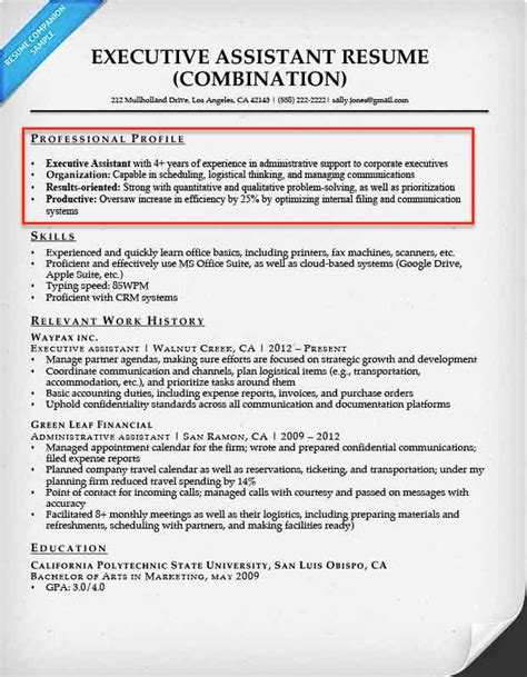 Resume Professional Profile Examples - How to Write a Resume Profile or ...