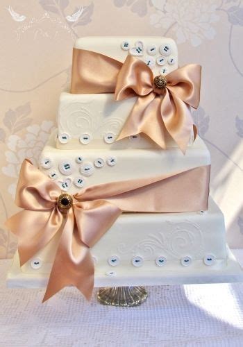 During this time, they did not hand out wedding invitations, instead it was announced to the town and people would come as they wish. Romeo & Juliet Cakes - Christine Wedding Cake with large ecru bows, vintage buttons, sugar ...