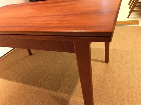 Dutch pull out style custom made wooden table. Beautiful Danish Teak Dining Table with Dutch Pull Out ...