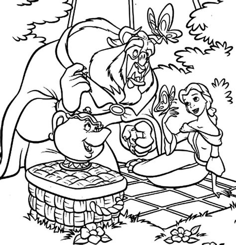 Children will love coloring pages baby shark. Beauty and the Beast Picnic Day Coloring Page - NetArt di 2020