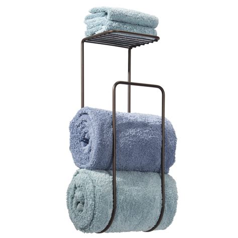 Bathroom towel rack towel hanger over door bath towel holder wall hanging towel bar aluminum kitchen cabinet shelf storage rack. Buy mDesign Modern Metal Wall Mount Towel Rack Holder ...