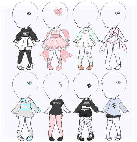 Try now to draw an anime female figure from other points of view, add clothes and various other details. Outfit adopts | Set Price | CLOSED by BugTM on DeviantArt ...