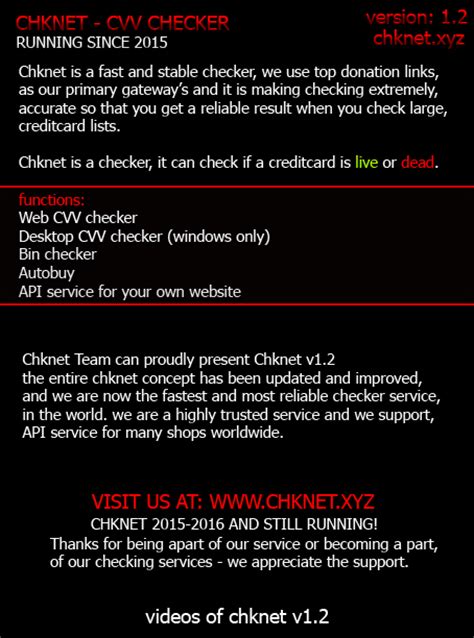Hi, so our credit card lover team just coded new cc checker for my free credit card lovers so let's show me, our new created credit card checker. Chknet.Xyz - CVV Checker - Bin Checker - API For your Shop ...