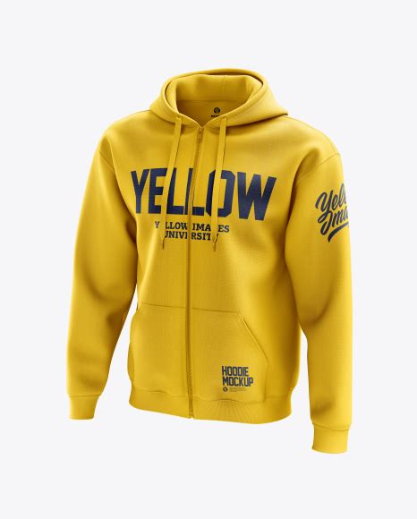 Each template includes front and back views for carrying out more impressive compositions. Men's Full-Zip Hoodie mockup (Half Side View) in Apparel ...