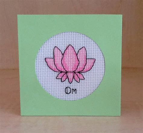 Read reviews for loops & threads™ aida cloth cross stitch fabric, 29.5 x 36. Om Buddhist Lotus Completed Cross Stitch Card New & Unique ...
