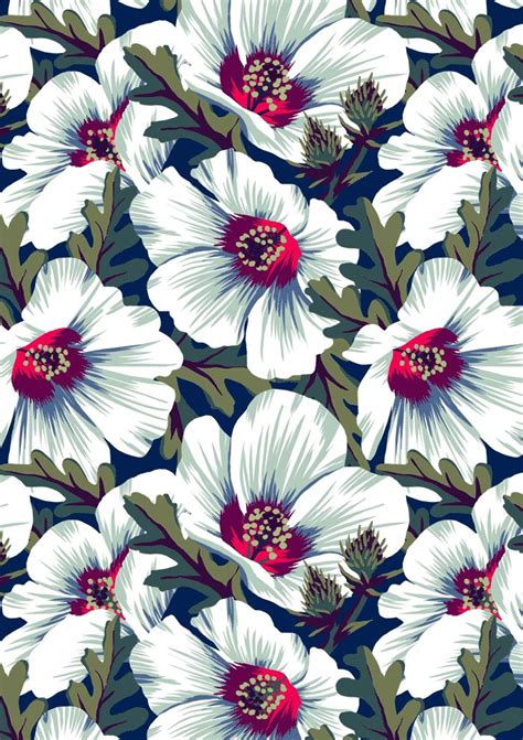 Dark autumn floral seamless pattern fall autumn vector. NZ Hibiscus dark floral pattern by Andrea Stark | Floral ...