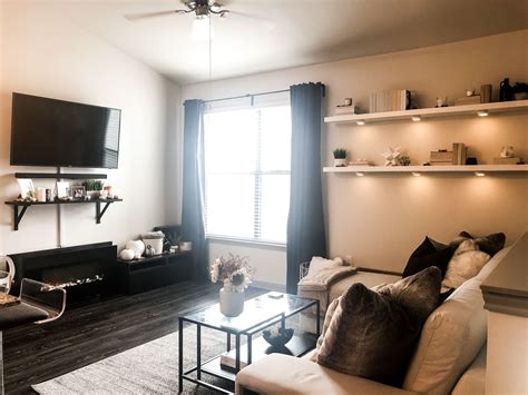 Cozy, neutral apartment living room | Open concept living room, Apartment living room, Living ...