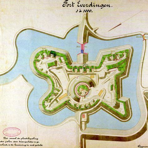 Tussen 1815 en 1940 beschermde deze verdedigingslinie het westen van nederland tegen . Nieuwe Hollandse Waterlinie, historisch plan Fort bij ...