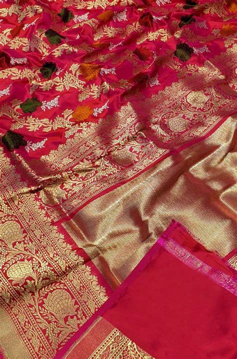 These red fake dahlias are sure to give your christma. Buy online Red Handloom Banarasi Pure Katan Silk Flower ...