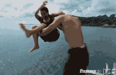 Nasty girls team up on guy. Kim Kardashian Gets Dumped...Into a Shark. | AwesomeGIFs