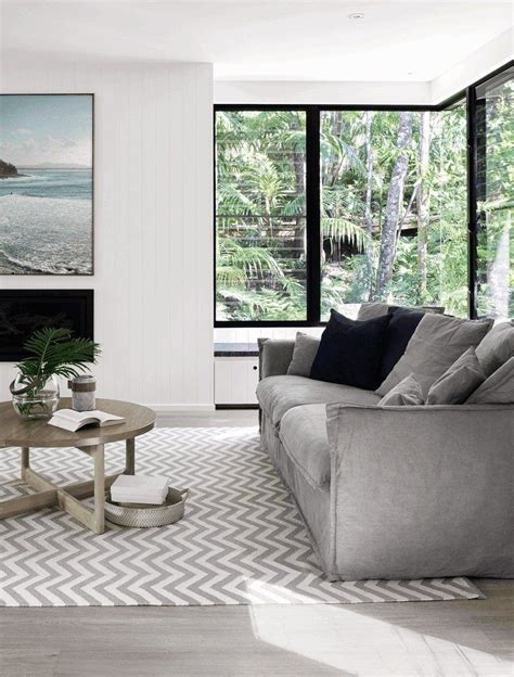 The living room is your home's centre. Modern Coastal House Nestled in the Lush Australian ...