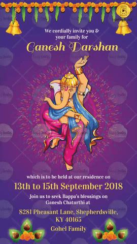 Gif 만들기 , gif 애니메이션 , gif 사이트 , gif erstellen , gif hochladen , gif animé , gif animados, gif maker, gif creator, gif animator. VGC02 - Traditional Ganpati Video Invitation - Invitation ...